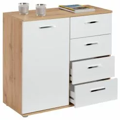 CARO-Möbel Kommode CHICAGO Wotan Eiche/weiß, 4 Schubladen, 1 Tür -Sideboards Verkäufe 94750 3 N2
