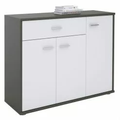 CARO-Möbel Sideboard ESTELLE Mit 3 Türen, 1 Schublade In Grau/weiß