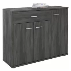 CARO-Möbel Sideboard ESTELLE Mit 3 Türen, 1 Schublade In Esche Grau