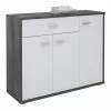 CARO-Möbel Sideboard ESTELLE Mit 3 Türen, 1 Schublade In Esche Grau/weiß