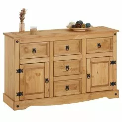 CARO-Möbel Sideboard SALSA, Kiefer Massiv, Mit 5 Schubladen Und 2 Türen