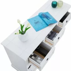 CARO-Möbel Mexico Sideboard RURAL Kiefer Massiv Mit 5 Schubladen Und 2 Türen In Weiß -Sideboards Verkäufe 94858 3