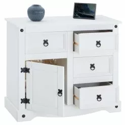 CARO-Möbel Mexico Kommode RURAL Aus Kiefer Massiv Mit 4 Schubladen In Weiß -Sideboards Verkäufe 94861 2