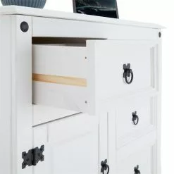 CARO-Möbel Mexico Kommode RURAL Aus Kiefer Massiv Mit 4 Schubladen In Weiß -Sideboards Verkäufe 94861 3