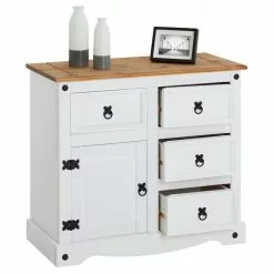 CARO-Möbel Kommode CAMPO, Kiefer Massiv Weiß, Mit 4 Schubladen Und 1 Tür -Sideboards Verkäufe 94868 2