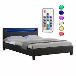 CARO-Möbel Polsterbett JERRY 140x200 Cm, LED Beleuchtung, Kunstleder Schwarz 9 CARO-Möbel Polsterbett JERRY 140x200 Cm, LED Beleuchtung, Kunstleder Schwarz -Sideboards Verkäufe 94933 00