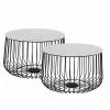 CARO-Möbel Couchtisch PADOVA 2er Set Marmor Weiß, Metallkörbe Mit Deckel