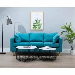 CARO-Möbel Couchtisch PADOVA 2er Set Marmor Weiß, Metallkörbe Mit Deckel -Sideboards Verkäufe 94997 1