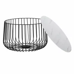 CARO-Möbel Couchtisch PADOVA 2er Set Marmor Weiß, Metallkörbe Mit Deckel -Sideboards Verkäufe 94997 2