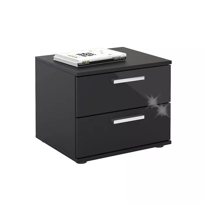 CARO-Möbel Nachttisch MAXIMA In Hochglanz Schwarz, 2 Schubladen 1 CARO-Möbel Nachttisch MAXIMA In Hochglanz Schwarz, 2 Schubladen