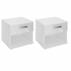 CARO-Möbel Nachttisch MARY Im 2er Set In Hochglanz Weiß