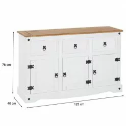 CARO-Möbel Sideboard CAMPO, Kiefer Massiv Weiß, Mit 3 Schubladen Und Türen -Sideboards Verkäufe 95040 8 N