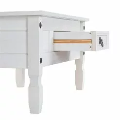 CARO-Möbel Couchtisch RURAL Im Mexiko Stil Kiefer Massiv Mit 1 Schublade, Weiß Lackiert -Sideboards Verkäufe 95046 3 N