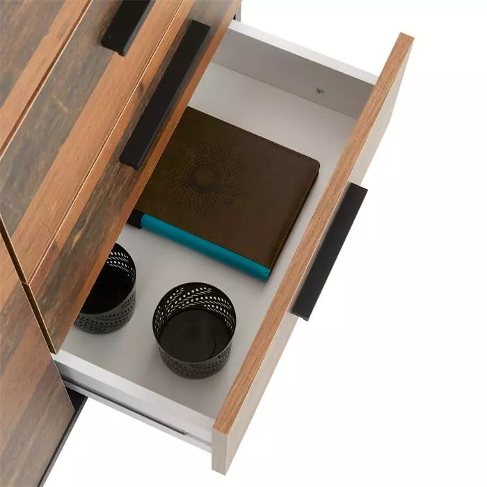 CARO-Möbel Kommode CHICAGO Beton Dunkel/Old Style, 4 Schubladen, 1 Tür 6 CARO-Möbel Kommode CHICAGO Beton Dunkel/Old Style, 4 Schubladen, 1 Tür – Bild 6