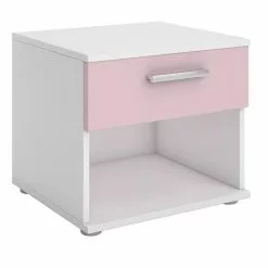 CARO-Möbel Nachttisch MARY Weiß/rosa Mit Schublade