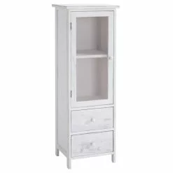 CARO-Möbel Vitrine ETANIA Weiß Mit 2 Schubladen Im Vintage Look