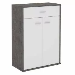 CARO-Möbel Kommode TOMMY Beton Dunkel/weiß Mit Schublade