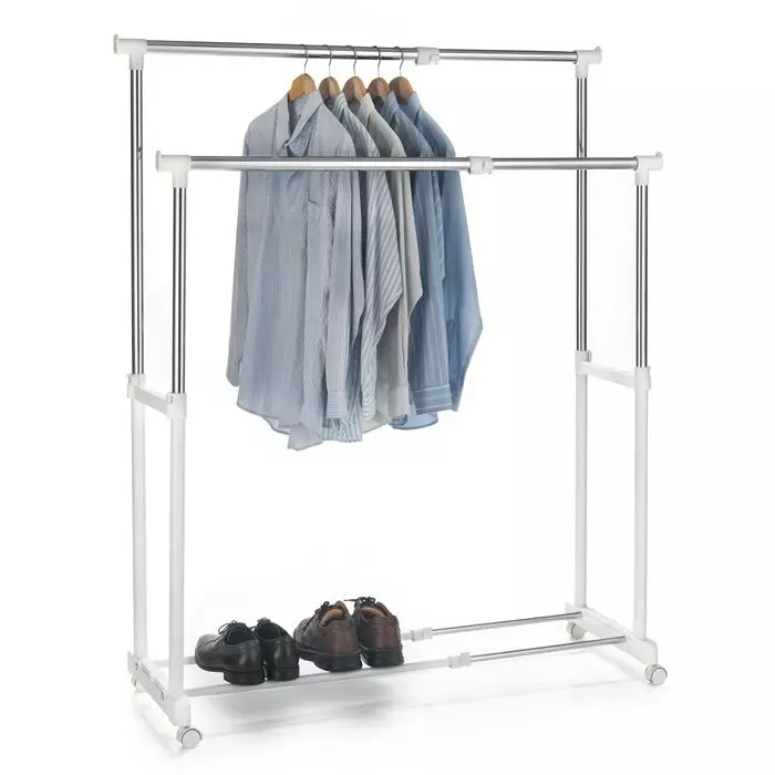 CARO-Möbel Garderobenwagen CASA In Weiß, 2 Kleiderstangen 1 CARO-Möbel Garderobenwagen CASA In Weiß, 2 Kleiderstangen