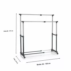 CARO-Möbel Garderobenwagen CASA In Schwarz, 2 Kleiderstangen -Sideboards Verkäufe 95301 3