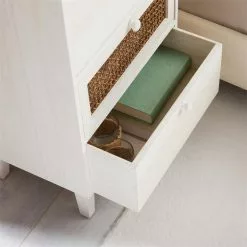 CARO-Möbel Kommode SEETA Mit 4 Schubladen Und Wiener Geflecht, Weiß -Sideboards Verkäufe 95324 AC4