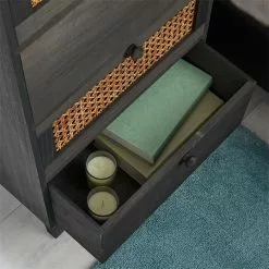 CARO-Möbel Kommode SEETA Mit 4 Schubladen Und Wiener Geflecht, Schwarz -Sideboards Verkäufe 95325 AC4