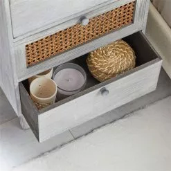 CARO-Möbel Kommode SEETA Mit 4 Schubladen Und Wiener Geflecht, Grau -Sideboards Verkäufe 95326 AC4