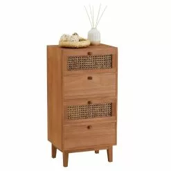 CARO-Möbel Kommode SEETA Mit 4 Schubladen Und Wiener Geflecht, Braun