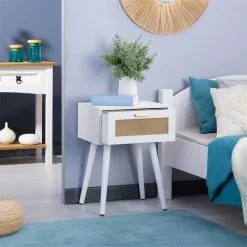 CARO-Möbel Nachttisch KIRAN Mit 1 Schublade, Holz In Weiß -Sideboards Verkäufe 95328 AC2