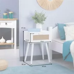 CARO-Möbel Nachttisch KIRAN Mit 1 Schublade, Holz In Weiß -Sideboards Verkäufe 95328 AC9