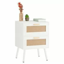 CARO-Möbel Nachttisch WAMAN Mit 2 Schubladen, Weiß