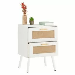 CARO-Möbel Nachttisch WAMAN Mit 2 Schubladen, Weiß -Sideboards Verkäufe 95332 2