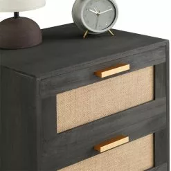 CARO-Möbel Nachttisch WAMAN Mit 2 Schubladen, Schwarz -Sideboards Verkäufe 95333 5