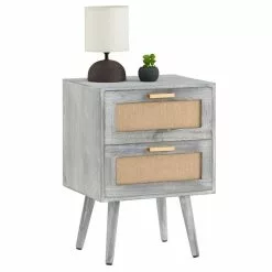 CARO-Möbel Nachttisch WAMAN Mit 2 Schubladen, Grau