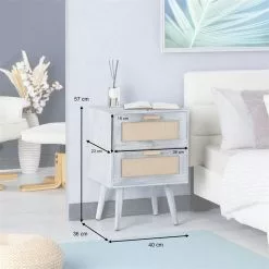 CARO-Möbel Nachttisch WAMAN Mit 2 Schubladen, Grau -Sideboards Verkäufe 95334 AC10