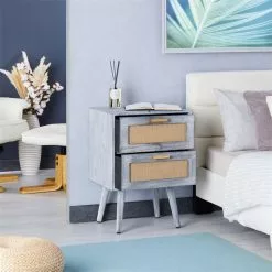 CARO-Möbel Nachttisch WAMAN Mit 2 Schubladen, Grau -Sideboards Verkäufe 95334 AC2