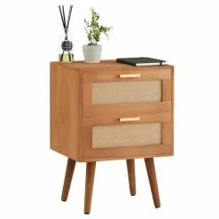 CARO-Möbel Nachttisch WAMAN Mit 2 Schubladen, Braun