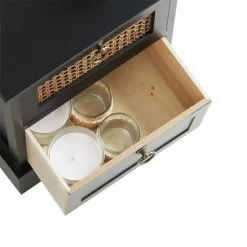CARO-Möbel Nachttisch PADMA Mit 2 Schubladen Und Wiener Geflecht, Schwarz -Sideboards Verkäufe 95336 4