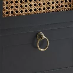 CARO-Möbel Nachttisch PADMA Mit 2 Schubladen Und Wiener Geflecht, Schwarz -Sideboards Verkäufe 95336 6