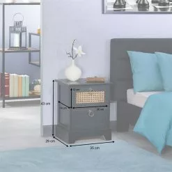 CARO-Möbel Nachttisch PADMA Mit 2 Schubladen Und Wiener Geflecht, Schwarz -Sideboards Verkäufe 95336 AC8