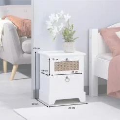CARO-Möbel Nachttisch PADMA Mit 2 Schubladen Und Wiener Geflecht, Weiß -Sideboards Verkäufe 95338 AC8