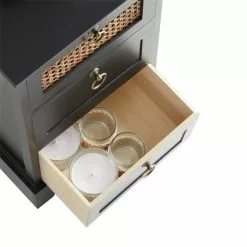 CARO-Möbel Nachttisch RAJA Mit 3 Schubladen Und Wiener Geflecht, Schwarz -Sideboards Verkäufe 95339 4