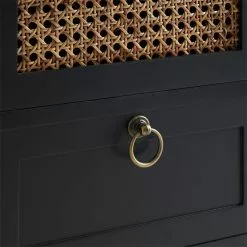 CARO-Möbel Nachttisch RAJA Mit 3 Schubladen Und Wiener Geflecht, Schwarz -Sideboards Verkäufe 95339 6