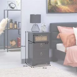 CARO-Möbel Nachttisch RAJA Mit 3 Schubladen Und Wiener Geflecht, Schwarz -Sideboards Verkäufe 95339 AC9