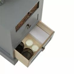 CARO-Möbel Nachttisch RAJA Mit 3 Schubladen Und Wiener Geflecht, Grau -Sideboards Verkäufe 95340 4