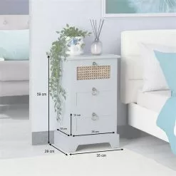 CARO-Möbel Nachttisch RAJA Mit 3 Schubladen Und Wiener Geflecht, Grau -Sideboards Verkäufe 95340 AC8