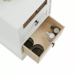 CARO-Möbel Nachttisch RAJA Mit 3 Schubladen Und Wiener Geflecht, Weiß -Sideboards Verkäufe 95341 4