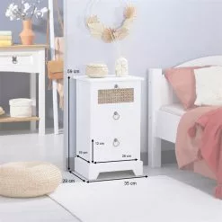 CARO-Möbel Nachttisch RAJA Mit 3 Schubladen Und Wiener Geflecht, Weiß -Sideboards Verkäufe 95341 AC8