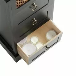 CARO-Möbel Nachttisch VANIKA Mit 4 Schubladen Und Wiener Geflecht, Schwarz -Sideboards Verkäufe 95342 4