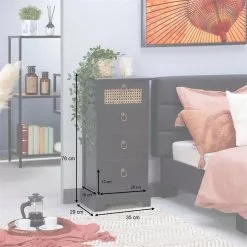 CARO-Möbel Nachttisch VANIKA Mit 4 Schubladen Und Wiener Geflecht, Schwarz -Sideboards Verkäufe 95342 AC9