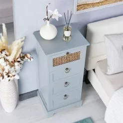 CARO-Möbel Nachttisch VANIKA Mit 4 Schubladen Und Wiener Geflecht, Grau -Sideboards Verkäufe 95343 AC3
